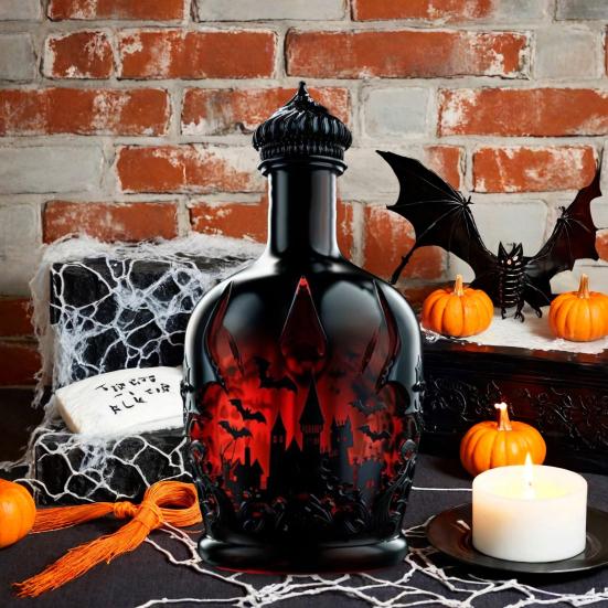 Halloweenská láhev na whisky Gotický styl Magický lektvar Skleněná karafa na whisky pro sběratele Dárky pro tátu manžela Sváteční barová dekorace