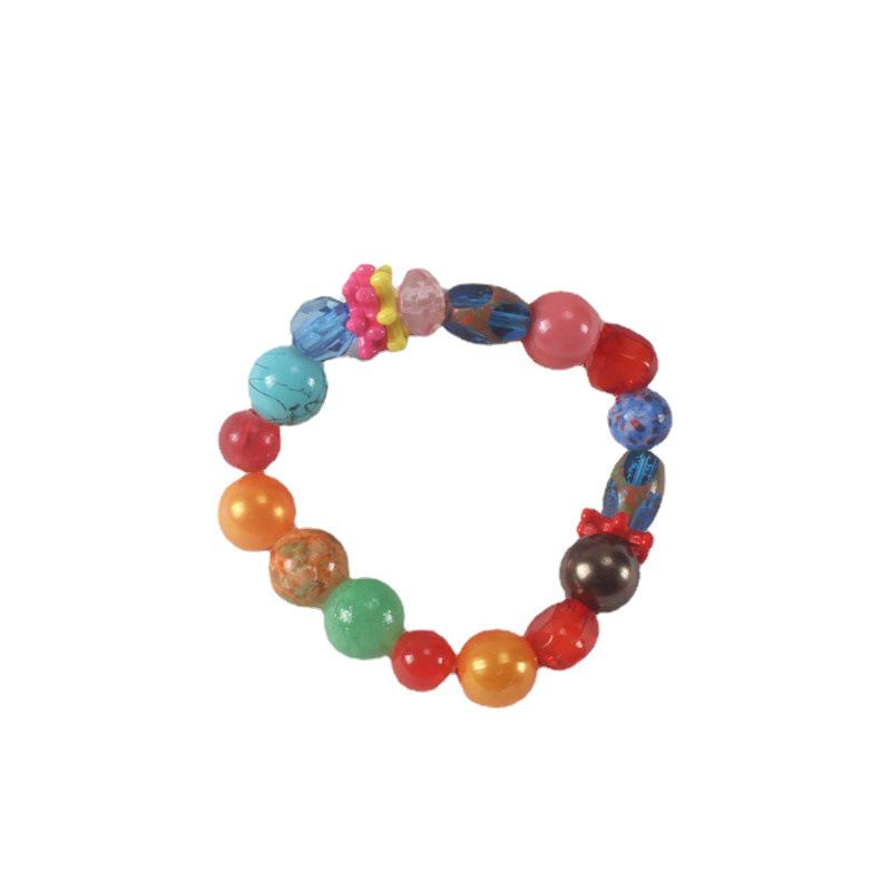 Children's Cute Acrylic Bead Bracelet - Colorful Handmade Pearl Design, Perfect Gift for Girls