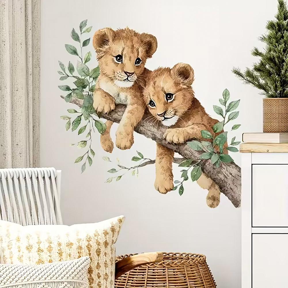 Little Lion Wall Sticker For Kids Room Forest Animals Self Adhesive Wall Art