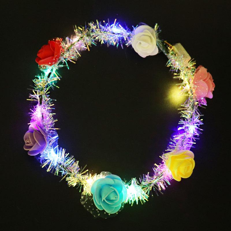 LED Luminous Flower Garland Headdress - Ten Lights, Ten Flowers, Children's Night Market Toy