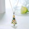 Christmas Tree Pendant Necklace for Women Colorful Multicolor CZ Star Top Xmas Holiday Party Trendy Charming Gift Jewelry