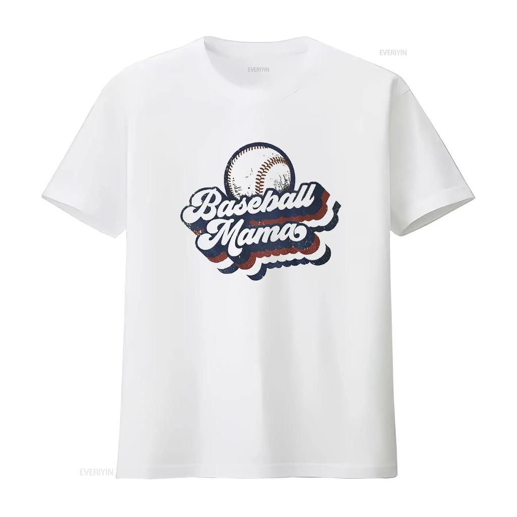 Womens Vintage Baseball Mama Mom T Shirt White vintage Washed Stylish Versatile streetwear Soft Slightly Comfortable homme