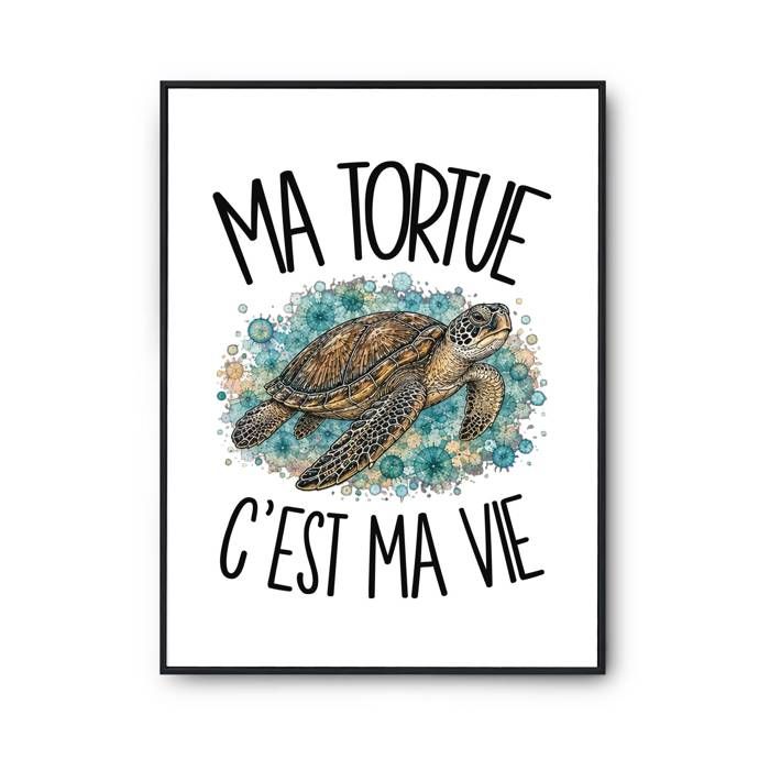 Affiche - PLANETEE - Collection « C'est la vie » - Motif Tortue - A3 29,7×42 cm - Papier photo ILFORD 310 g/m² perlée