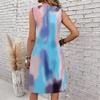 Plus Size V Neck Sleeveless Dress Creek Side Tree Shade Watercolor Print For Courtyard Leisure Time