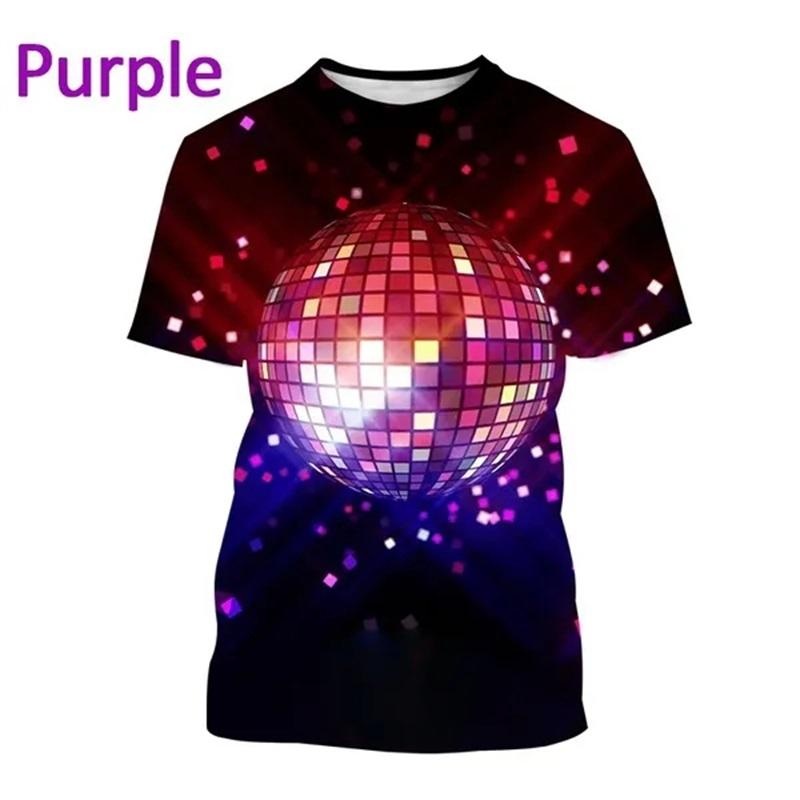 New Party Disco Ball Print Tshirt Short Sleeved O Neck Plus Size T Shirt For Men Women Casual Cool Hip-hop Streetwear Tee Tops
