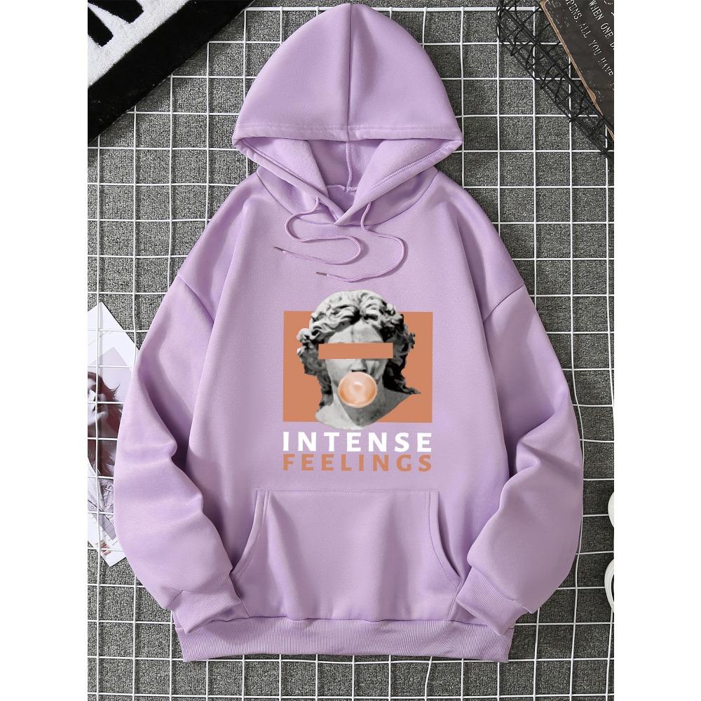 INTENSE FEELINGS Creative Printing Female Hoodies Pocket Loose Pullover Hip Hop Women Multicolor Hoodie Casual Clothes