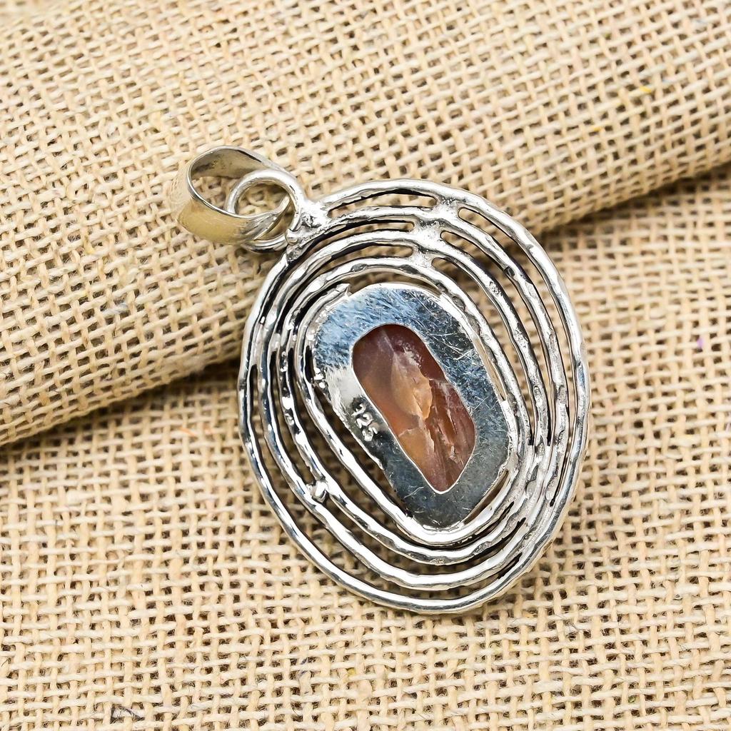 Wonderful Rough Carnelian Gemstone Jewelry 925 Sterling Silver Handmade Pendant