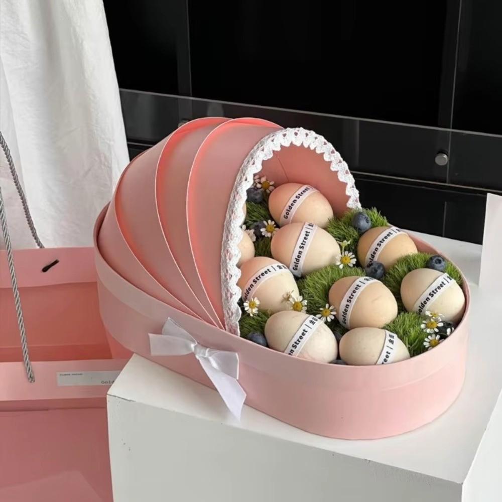 Luxury Blue Pink White Shower Gift Box Moon Cake Fresh Flower Fresh Flower Arrangement Box Multi-Functional Packaging Box