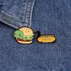 Colorful Hamburger And Hot Dog Brooch Pin Craft from Sturdy Zinc Alloy Materials Accessory for Long Time Use Styles