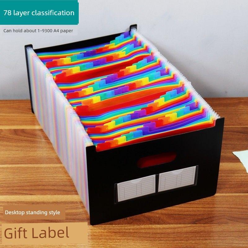 A4 Folder Large Capacity Desktop Storage File Handbag Multi-Layer Classification Materials Expanding File Multi-Functional Office Supplies