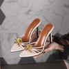 Summer Women's High-heeled Sandals Fashionable Stilettos All-match Metal Flower Sandals Outdoor Slippers