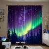 Aurora Borealis Curtains 2pcs – Colorful Northern Lights & Tree Silhouettes, Mystical Nature Art for Home Decor