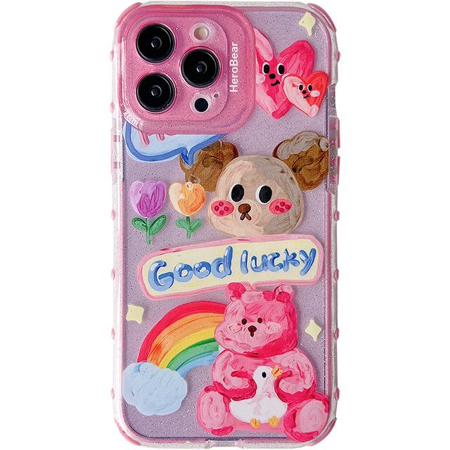 

Прозрачный чехол с конфетами и сладким граффити для собаки и медведя для Iphone 13 12 11 14 Pro Max, блестящий защитный чехол в виде ракушки for iphone13(6.1 )