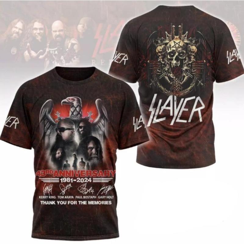 3D Printed T-shirt From Metal Rock Band Slayer Men's T-shirt, Hip-hop Street T-shirt, Fashionable Short-sleeved Top