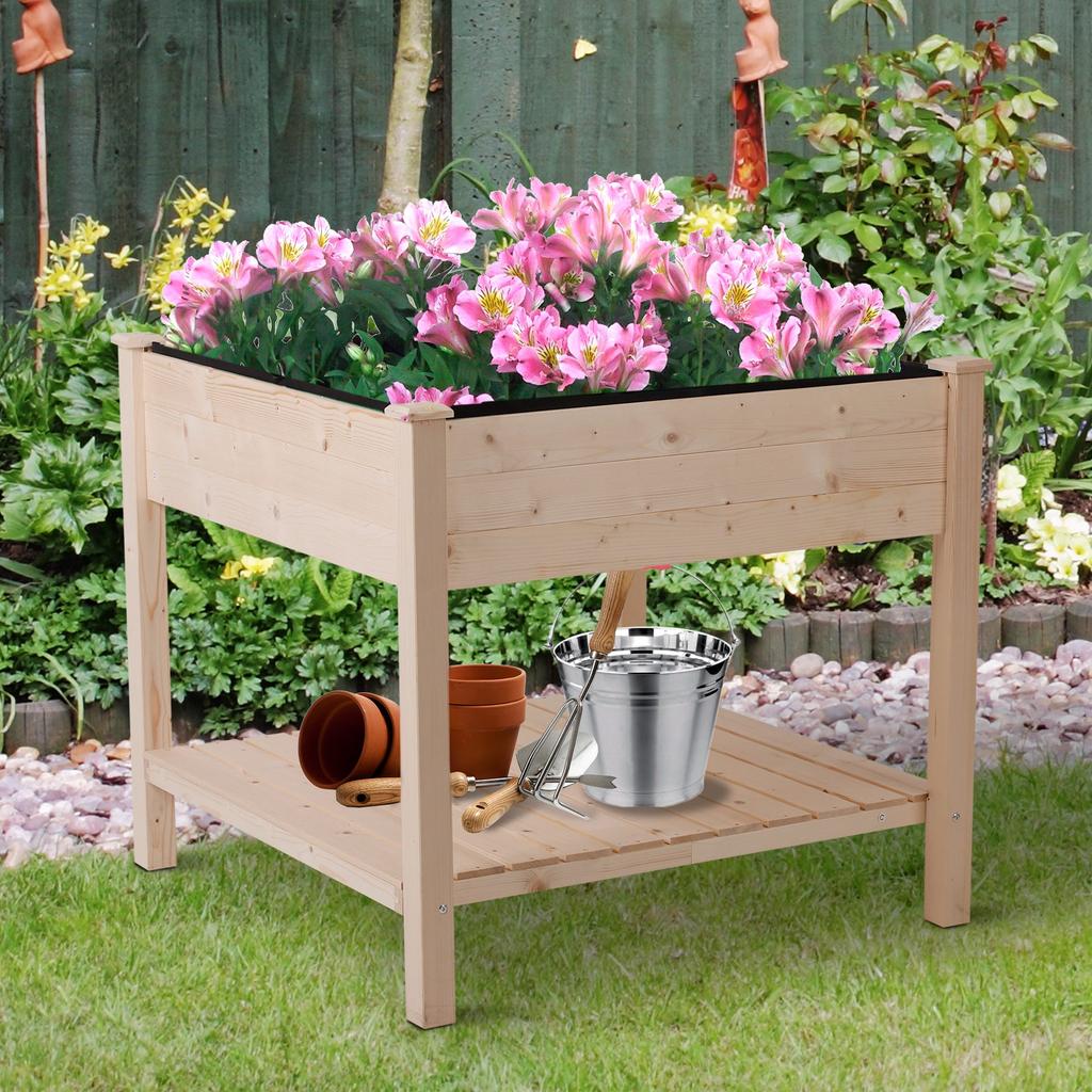 Wooden Urban Roof Garden With Flower Cover And Fabric Case 91x91x81cm