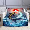 Multiple Sizes Koi Waves Cherry Blossoms Print Blanket Flannel Material Soft Warm for All Seasons Home Outdoor Camping Picnics