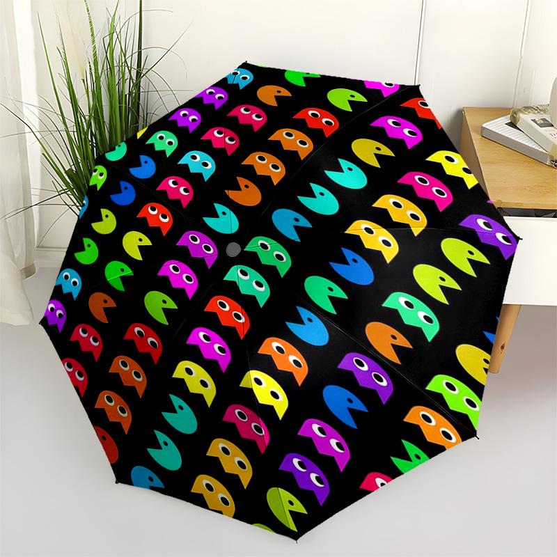 

Pac-Man, Retro Themed Automatic Opening and Closing Umbrella, Compact Travel Umbrella, Lightweight and Portable, Suitable for Beach Commutin