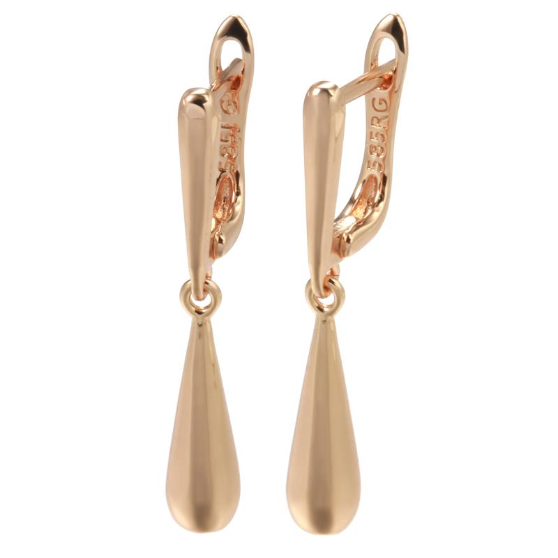 Fashion Glossy Dangle Earrings Rose Gold Simple Water Drop Long Earrings For Women High Quality Daily Fine Jewelry