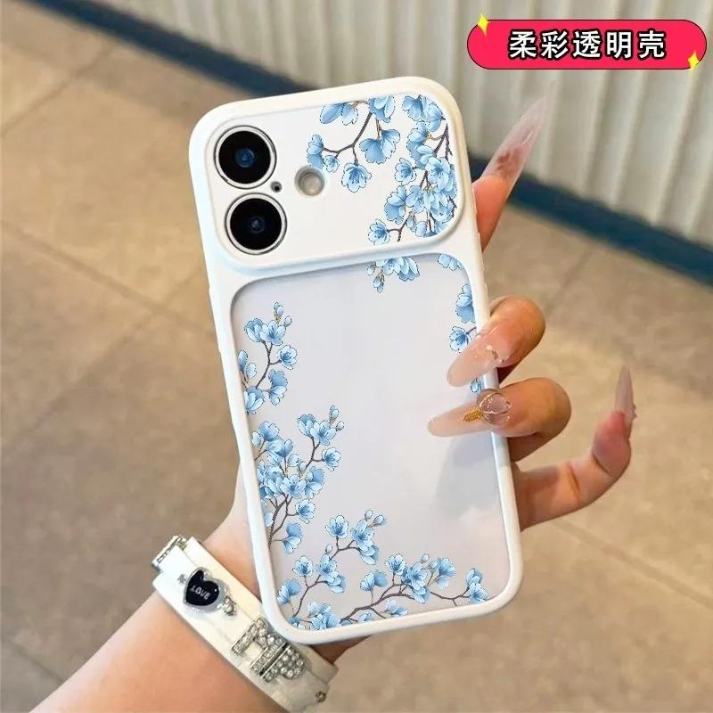 Blue flower branch is suitable for Apple 11/11Pro mobile phone case iPhone11/11/11 skin feeling acrylic 11 anti-drop.