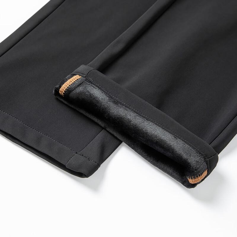 JOW Men's Fleece Lined Stretch Business Straight-Leg Trousers