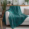 Coperta in Pile Boho Mandala Verde Smeraldo Scuro Nero Cachemire Stampa Tribale Coperta Morbida Calda Accogliente Decorativa per Letto