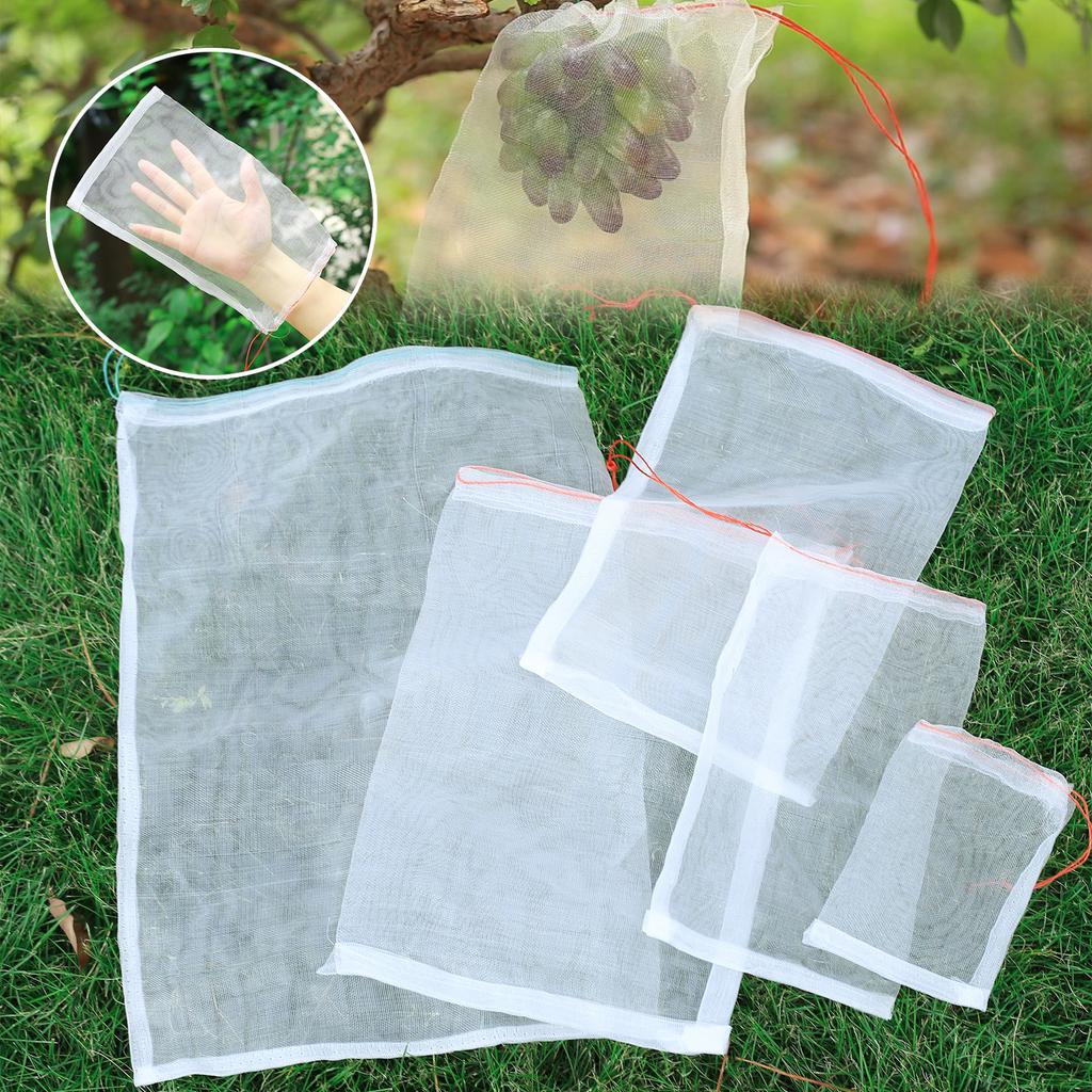 Fruit Protection Bag Anti-Bird Mesh Pest Control Device Grow Gardening Strawberry Grape Drawstring Bag Mesh Pouch 20Pcs
