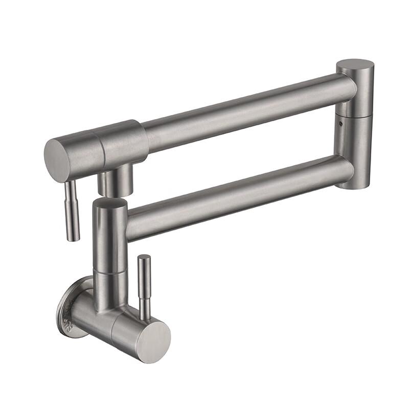 TLXT Brushed Stainless Steel Wall-Mounted Kitchen Faucet