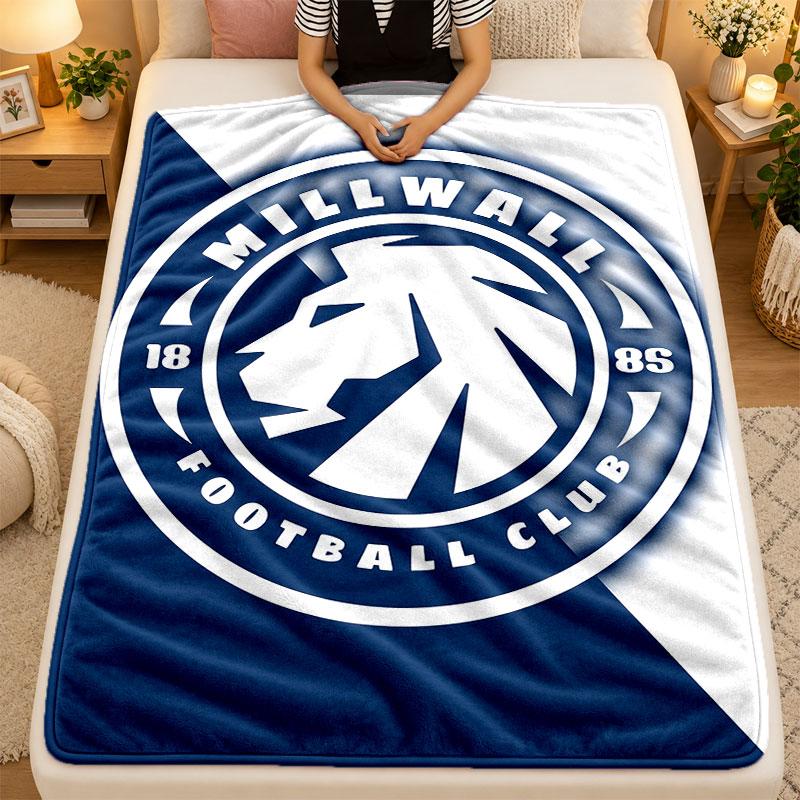 Flannel BlanketMillwall Football Warm Soft Throw Blanket for Indoor Sofa Bed Living Room Use
