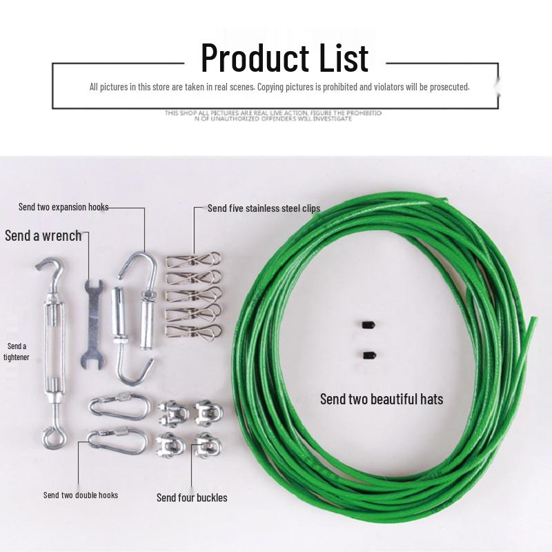 Quilt & Clothes Drying Line - Indoor/Outdoor Plastic-Coated Steel Wire
