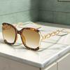 Brand Designer Oversized Square Sunglasses Women Men Stylish Metal Chain-Link Gradient Lens Sun Glasses for Ladies Driving Shade