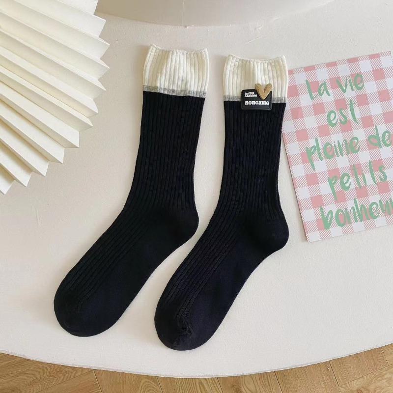 

Женские зимние красочные двухслойные розовые носки до середины икры в стиле дофамина, тренд 1 pair чёрный