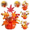 Hassle Free Holiday Decoration Fall Artificial Pumpkin Table Centerpiece, Autumn Fake with Sunflowers, Thanksgiving Home Maple Leaves Berries
