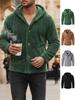 Men's Casual Hooded Coral Fleece Jacket - Autumn/Winter, Solid Color, Four-Button, Long-Sleeved