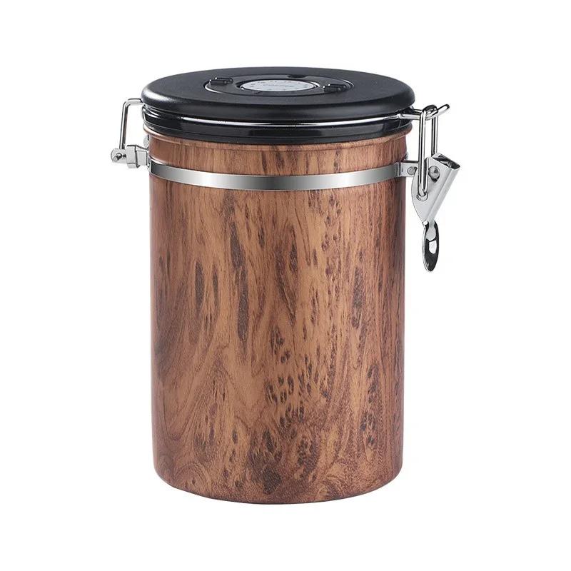 1.8L Coffee Canister Stainless Steel Coffee Bean Vacuum Sealed Tank with Date Tracker Coffee Bean Tea Nut Storage Sealed Cans