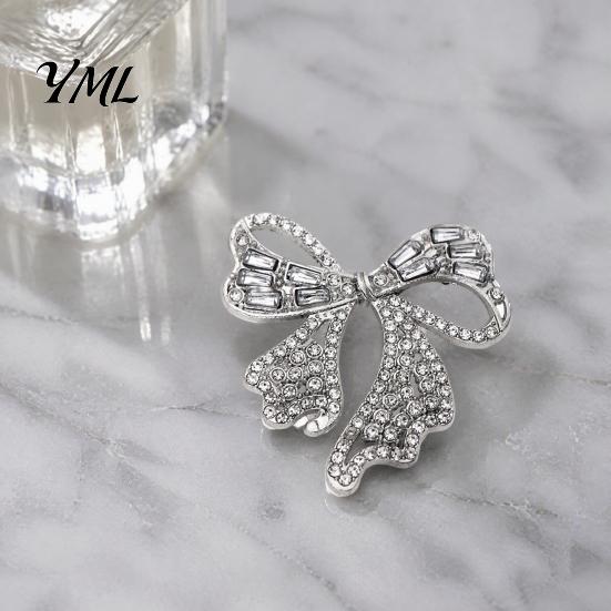 Golden Bowknot Brooch Sparkling Rhinestone Bow Brooch, Mini Shaped Lapel Alloy Pin Pin, Clothing Jewelry Accessory for Women Girls Bag Decoration