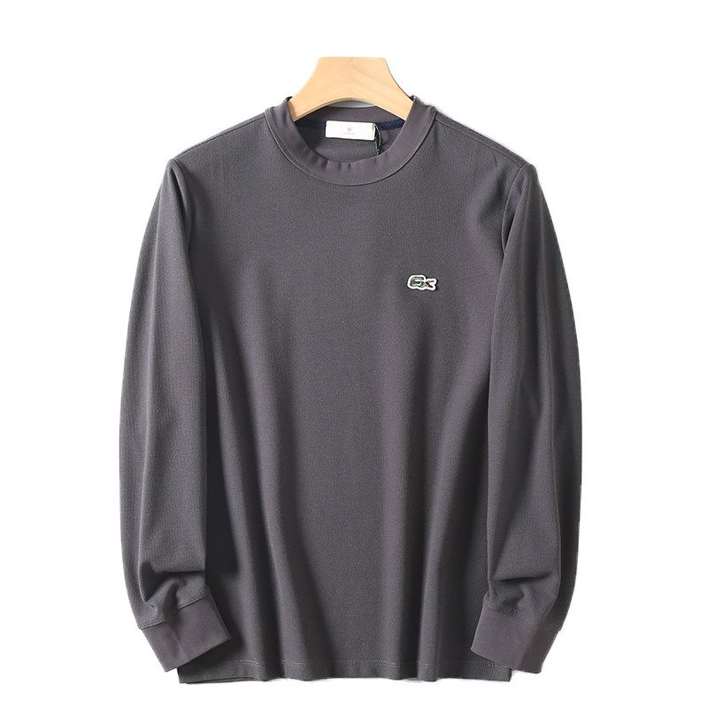 Waffle Texture Skin-Friendly Stretchy Export Surplus Autumn Men's Casual Versatile Long-Sleeve T-Shirt Round Neck Base Shirt