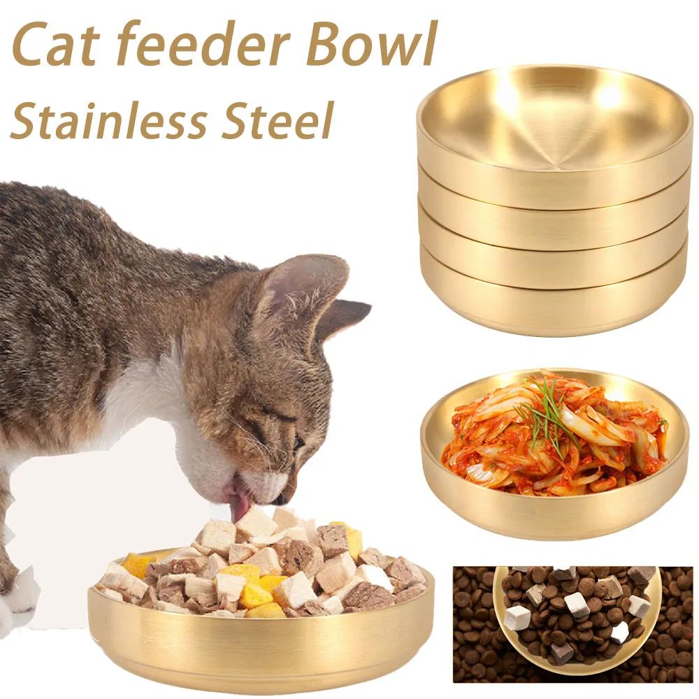 4 Pcs Food Stainless Steel Round Shape Dog Cat feeder Bowl Large Opening Shallow Dish Pet feeding & watering supplies