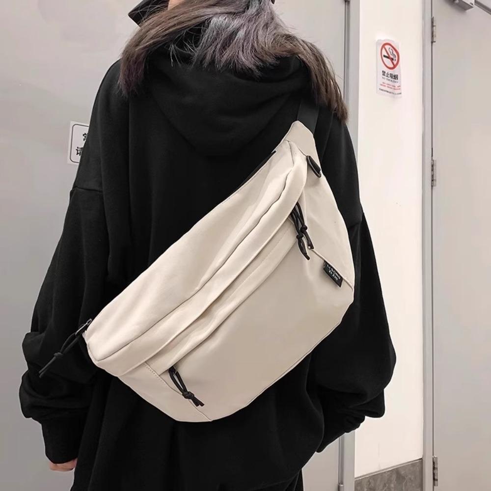 New Handbag Large Capacity Crossbody Bag Nylon Belt Pouch Travel Hip Bag Casual Solid Color Chest Bags Couple Young Student