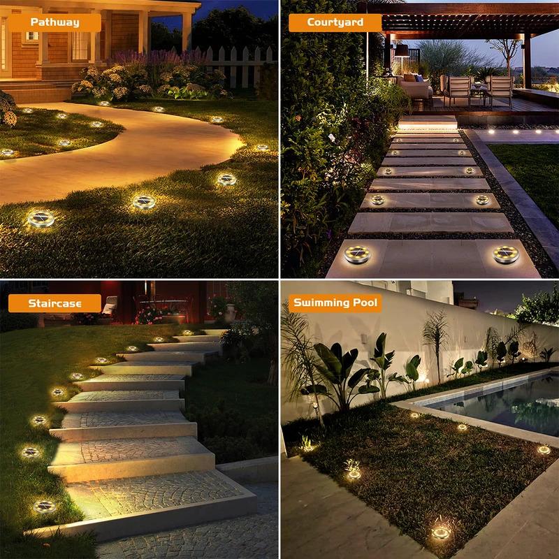 Solar Ground Lights IP65 Waterproof - LED Outdoor Landscape Lights for Yard Lawn Patio Deck