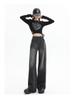 High-Waist Black Wide-Leg Jeans for Plus Size Women - 2024 Trend, Slimming Loose Fit, Floor-Length Pants