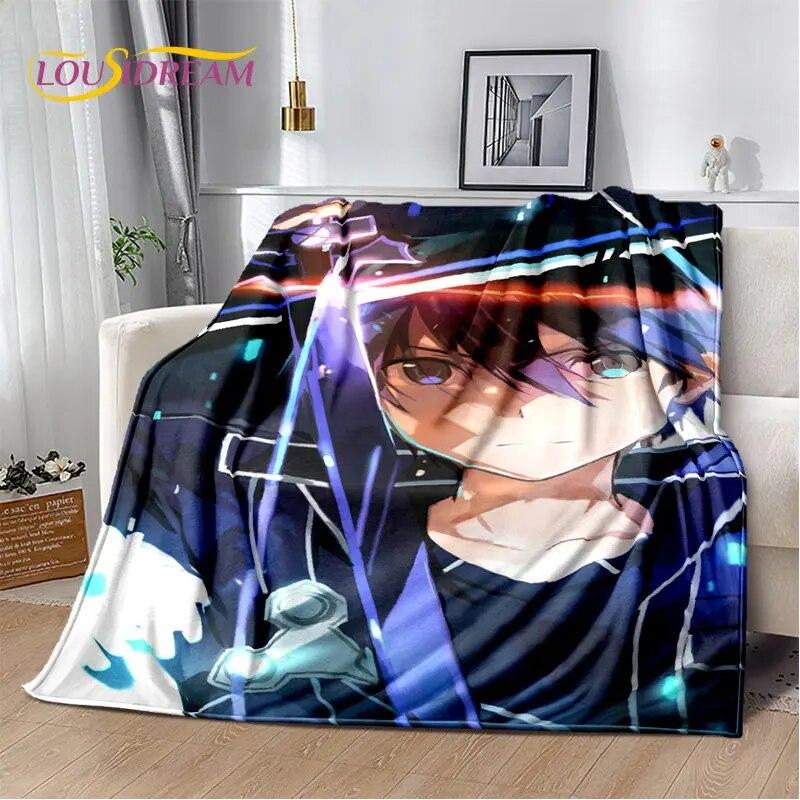 Sword Art Online SAO Anime Cartoon Soft Plush Blanket,Flannel Blanket Throw Blanket for Living Room Bedroom Bed Sofa Picnic Kids