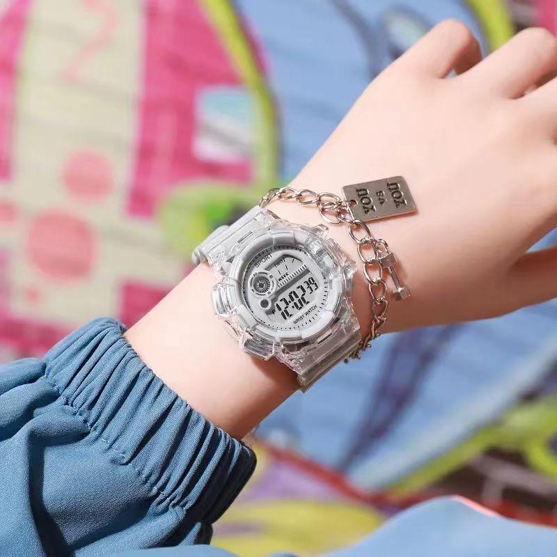 Elektronische Uhr, Transparentes Gehäuse, Mittleres Zifferblatt, Schüleruhr für Damen und Herren