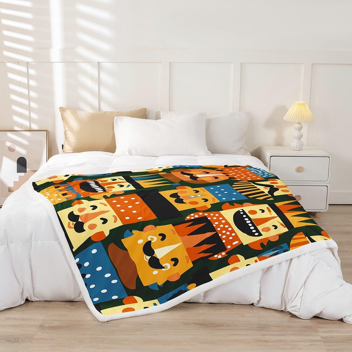 Nutcracker Sherpa Blanket,Christmas Nutcracker Fleece Throw Blanket,Kids Christmas Room Decor,Scandinavian Christmas Plush 75x90cm