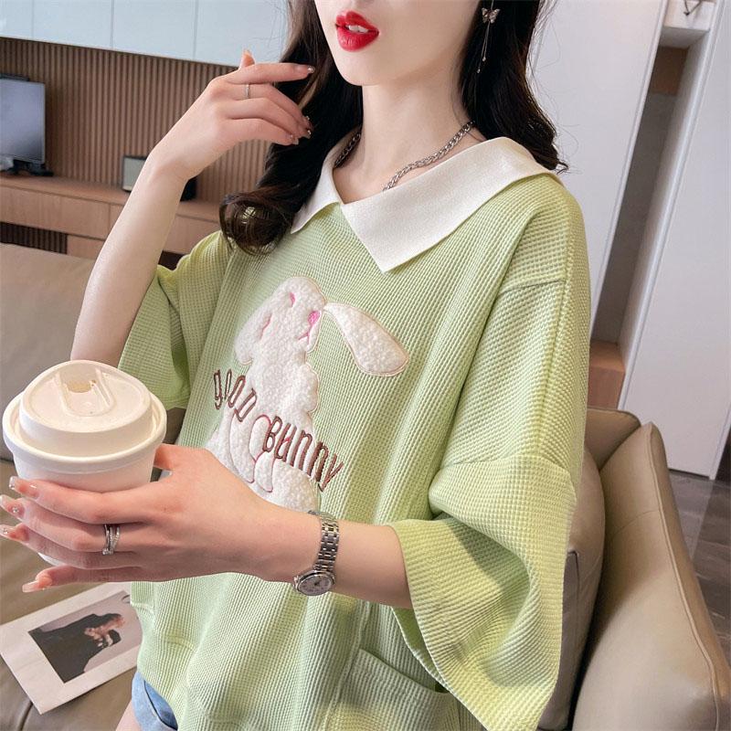 T-shirt for Women Summer Large Size Cotton T-shirt Soft Loose Printed Casual Comfortable Pullover T-shirt Top