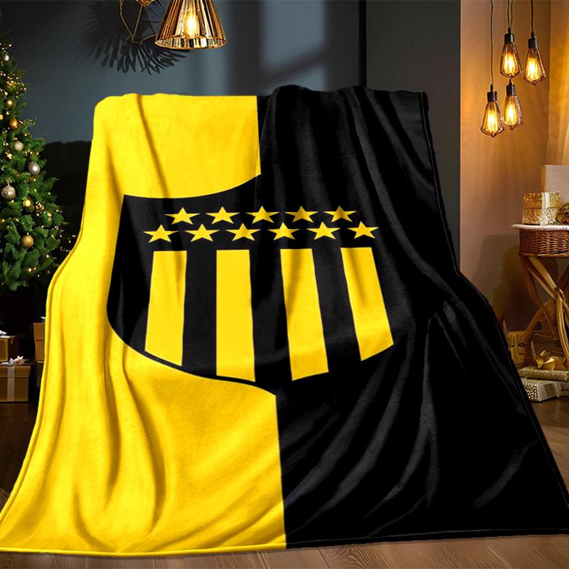 Pe?arol Football Club Emblem Blanket Outdoor Flannel Blanket for Camping, Hiking, Garden Parties, Picnic Essentials,gift for family and friends