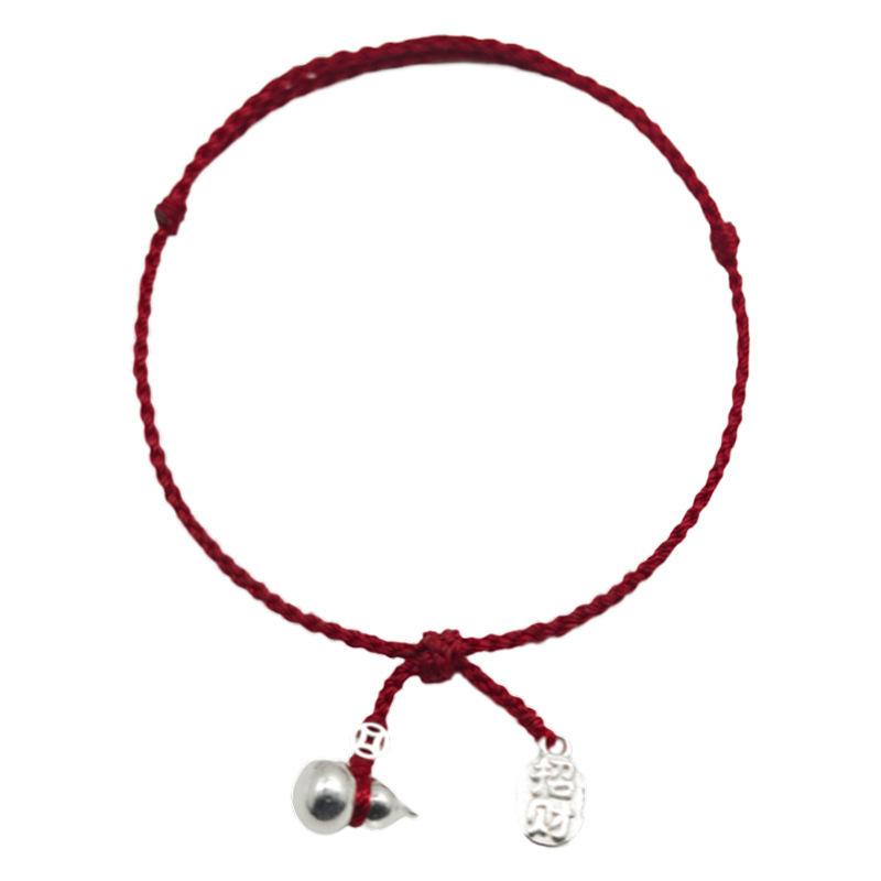 Creative and simple new Chinese small gourd red rope female hand-woven red rope simple life retro copper coin bracelet