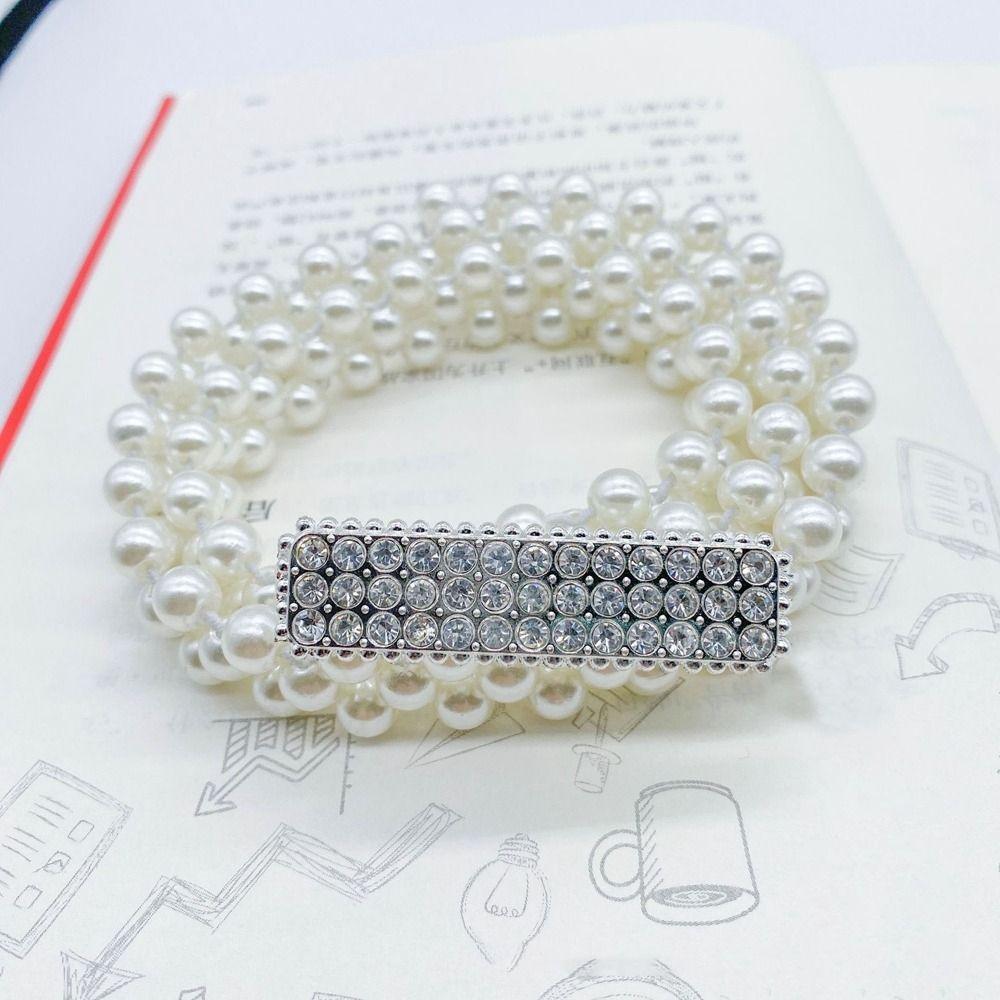 Clothing Supplies Pearl Waist Belt Sweater Decorative Diamond Waist Chain New Elastic Belt  Women