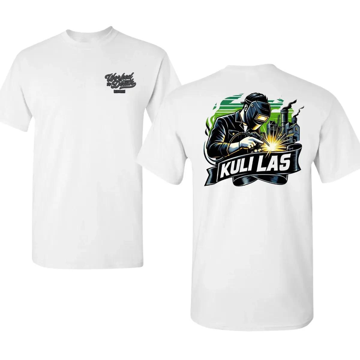 Worked to Death Welding T-Shirt with 2 Sides Graphic, Bold Back Print of Welder S