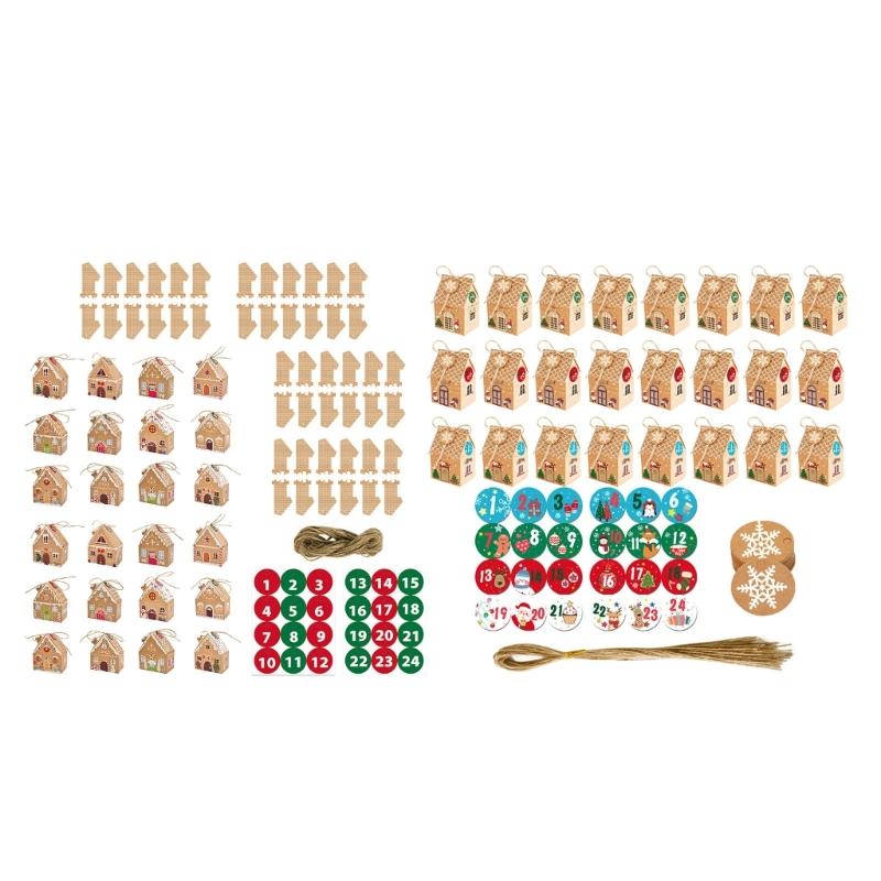 Caixa de Doces Formato Cabana de Natal Com Fita e Etiquetas Para Embalagem de Presente de Feriado Estojo Porta Biscoitos de Chocolate Festivo