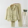 Autumn and winter loungewear warm thickened pajamas pajamas women's arctic velvet couple's solid color cardigan can be worn loosely